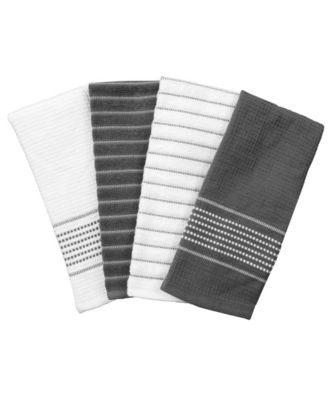 Skipping Stripe Wave Cotton Kitchen Towels, Set of 4
