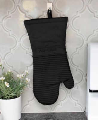 Ribbed Silicone Cotton Twill Potholders Oven Mitts, Set of 4