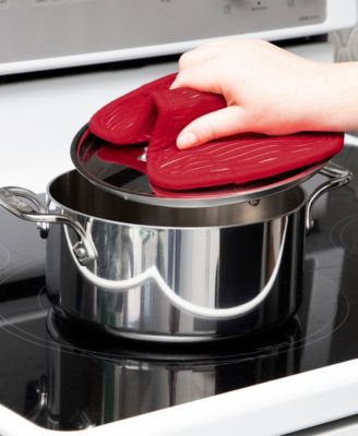 Ribbed Silicone Cotton Twill Potholders, Set of 4