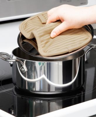 Ribbed Silicone Cotton Twill Potholders, Set of 4