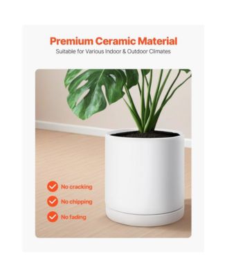 Cylinder Ceramic Pot with Saucer for Plants and Home Decor