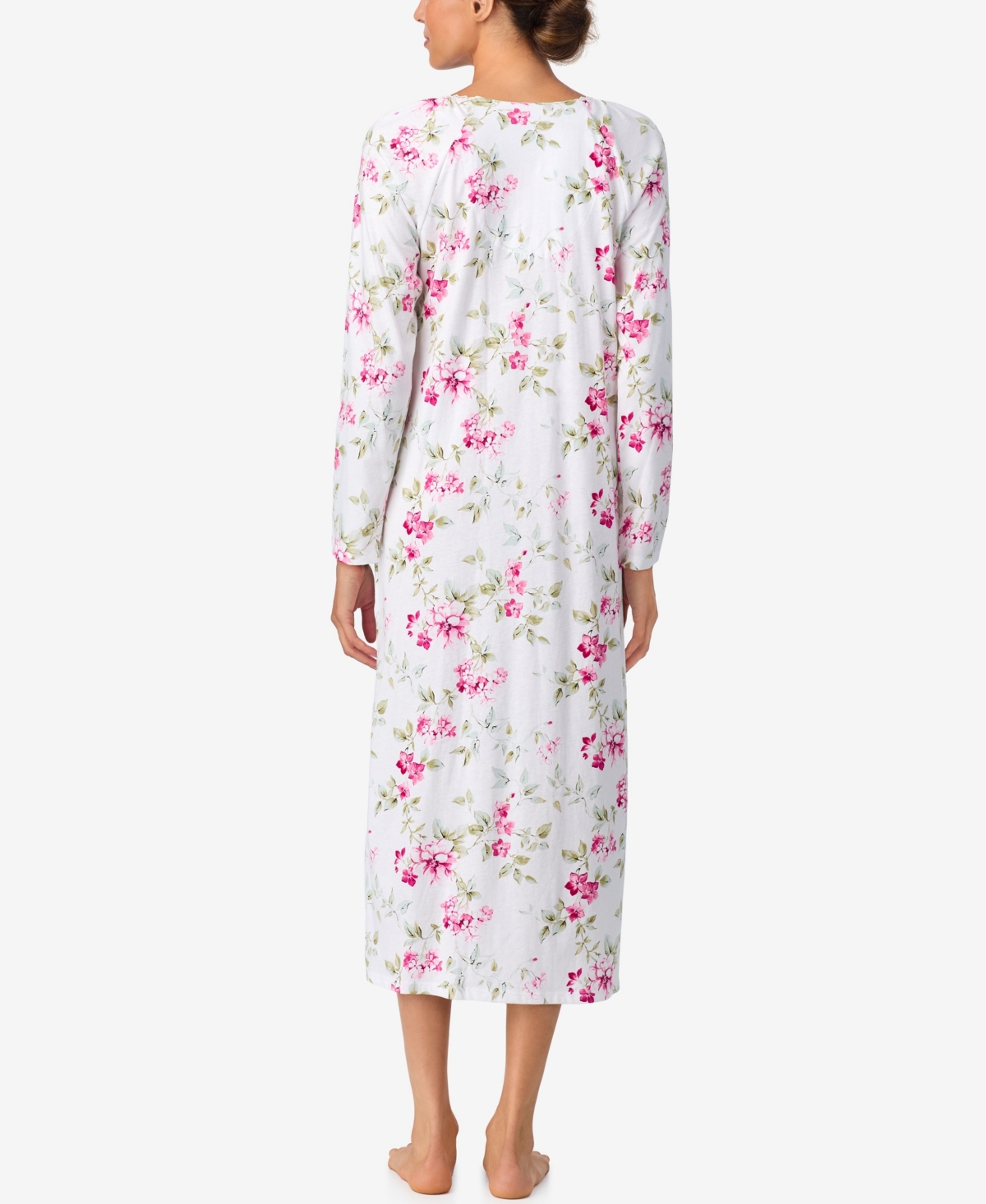 Aria Women's Long Sleeve Brushed Cotton Ballet Nightgown In White