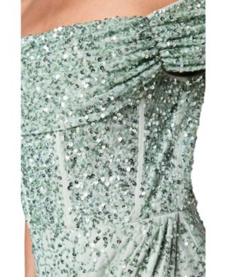 Women's Sequin Bardot Maxi Bridesmaid Dress
