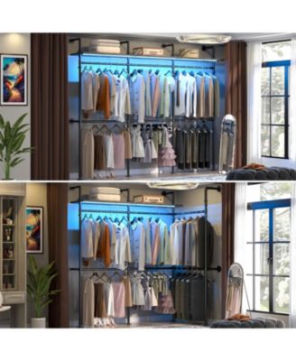 Industrial Pipe Clothing Rack, Reversible 118.3'' Clothes Rack