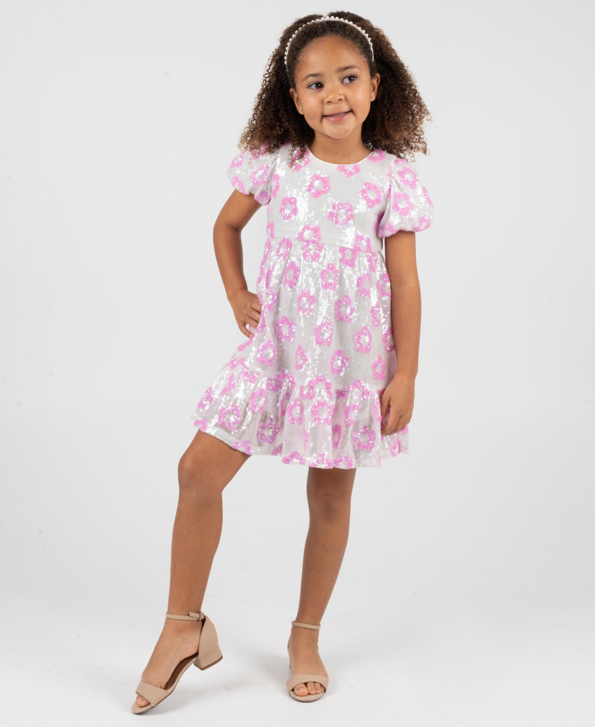 Rare Editions Girls 2T-6X Flower Pattern Short-Sleeve Dress