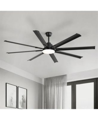84-inch Modern Standard Black 8-Blade LED Ceiling Fan with Remote and Intelligent Control and Voice Function