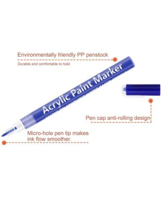 18 Colors Acrylic Paint Pens Mar 18 Colors Acrylic Paint Pens Markers, Lightfastness Paint Markers for Rock Painting Waterproof - Art Supplies