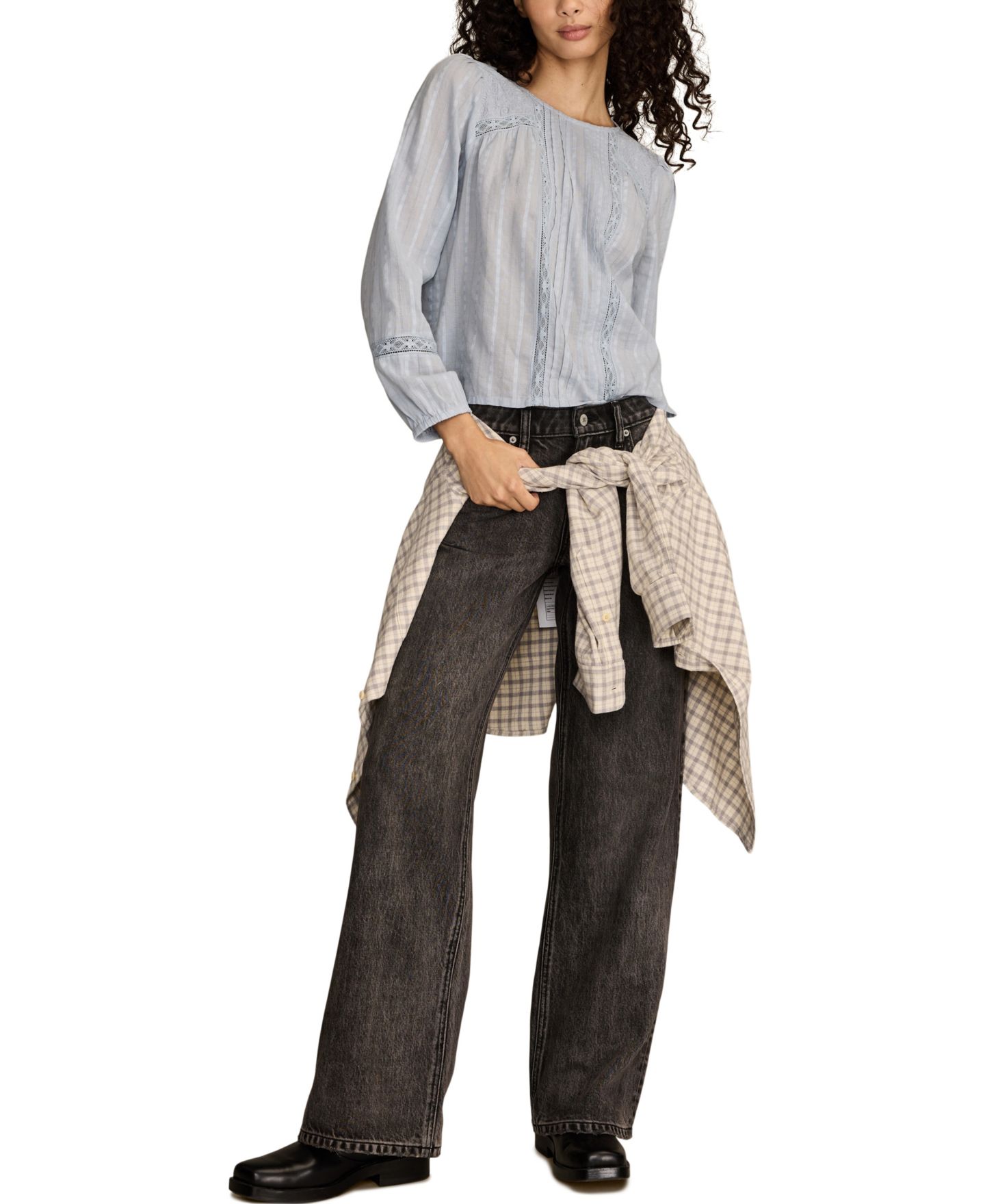 Женский топ Lucky Brand Long-Sleeve Novelty Femme, цвет: Синий — фото 2