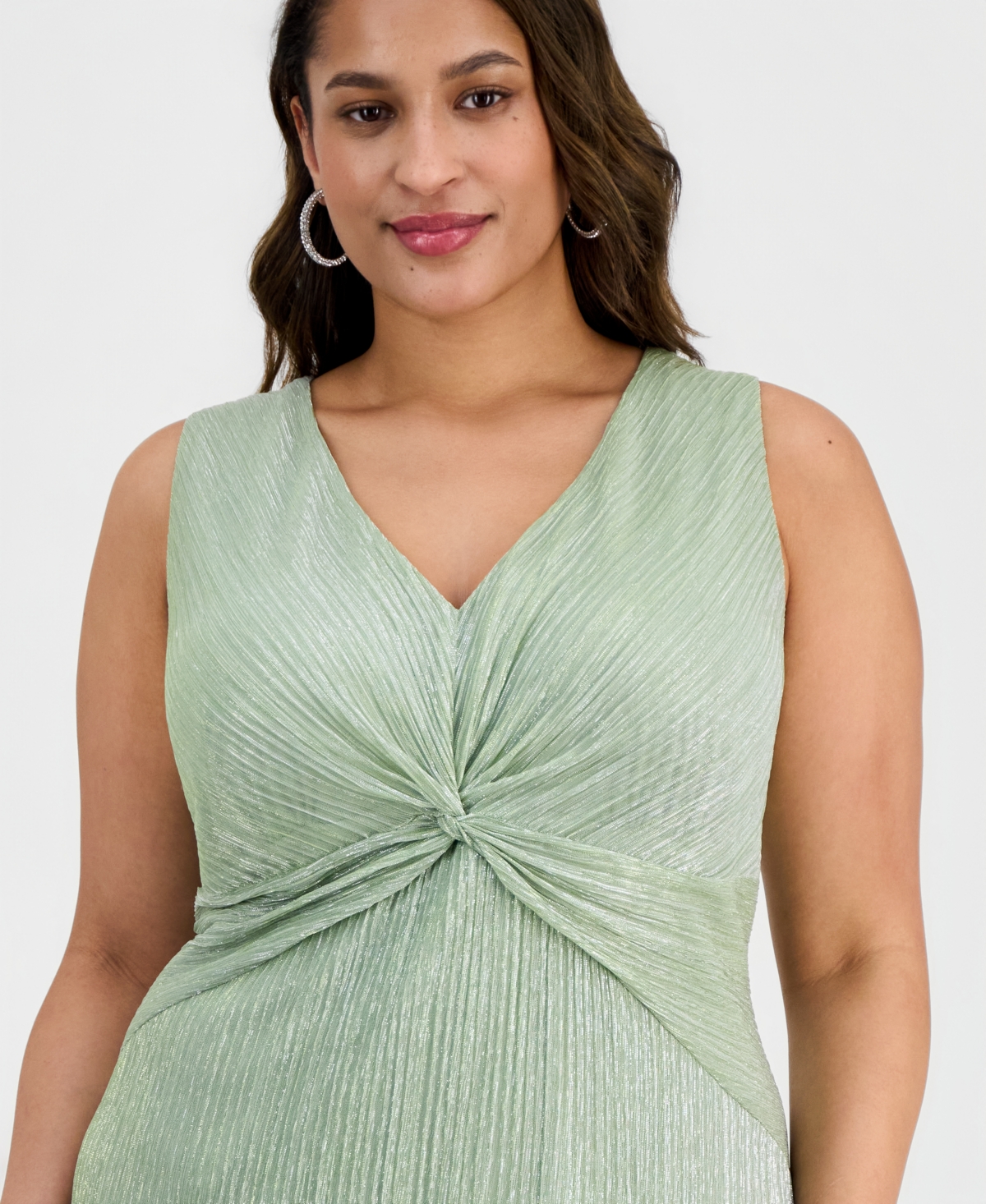 Connected Plus Twisted Metallic Jersey Maxi Dress