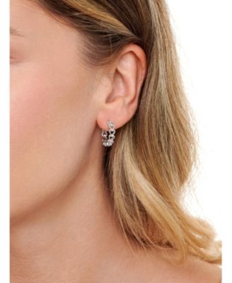 Open Heart Hoop Earrings in Rhodium Plated Sterling Silver