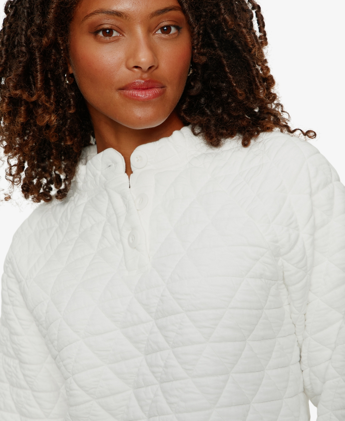 Sanctuary Women's Quilted Button Popover Pull-On Sweatshirt