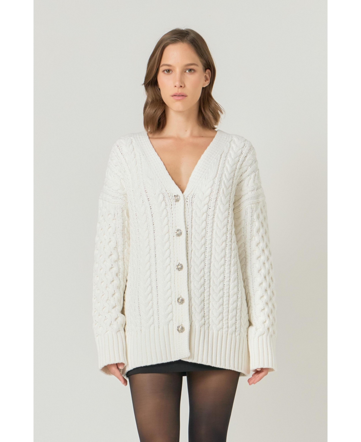 endless rose Women's Oversized Cable Knit Cardigan