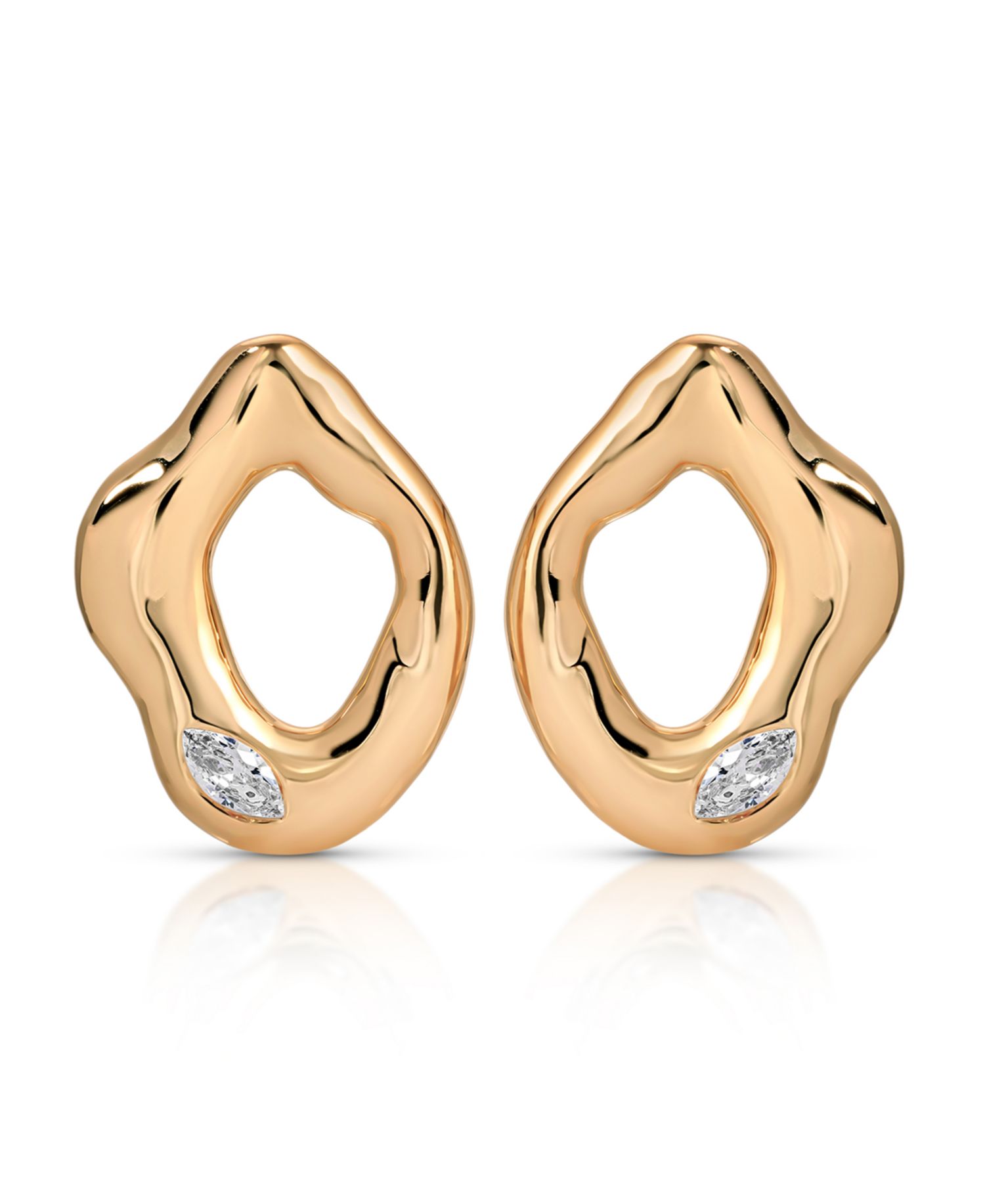 Melting Metal Crystal Stud Earrings