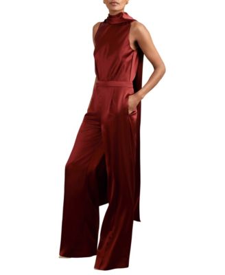 REISS - Women's Satin Cape-Sash Jumpsuit