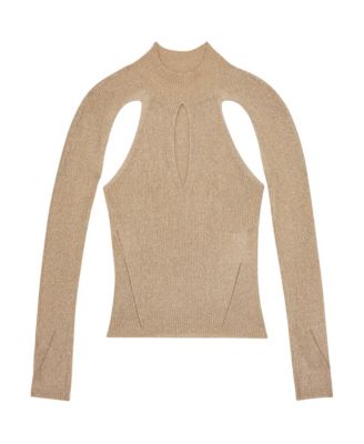 REISS - Women's Metallic-Knit Cut-Out Top