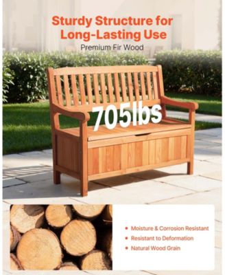 33 Gal Outdoor Wooden Storage Bench with Deck Box Seating