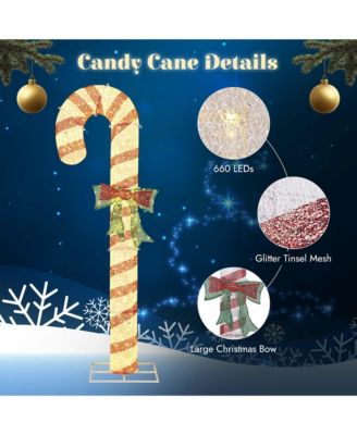8FT Pre-Lit 660LED Christmas Candy Cane Giant 3D Lighted Outdoor Yard Decorations, Holiday Display Large Lighting