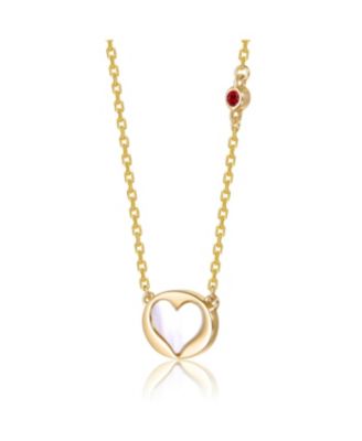 Plated with Mother Of Pearl & Cubic Zirconia Heart Necklace