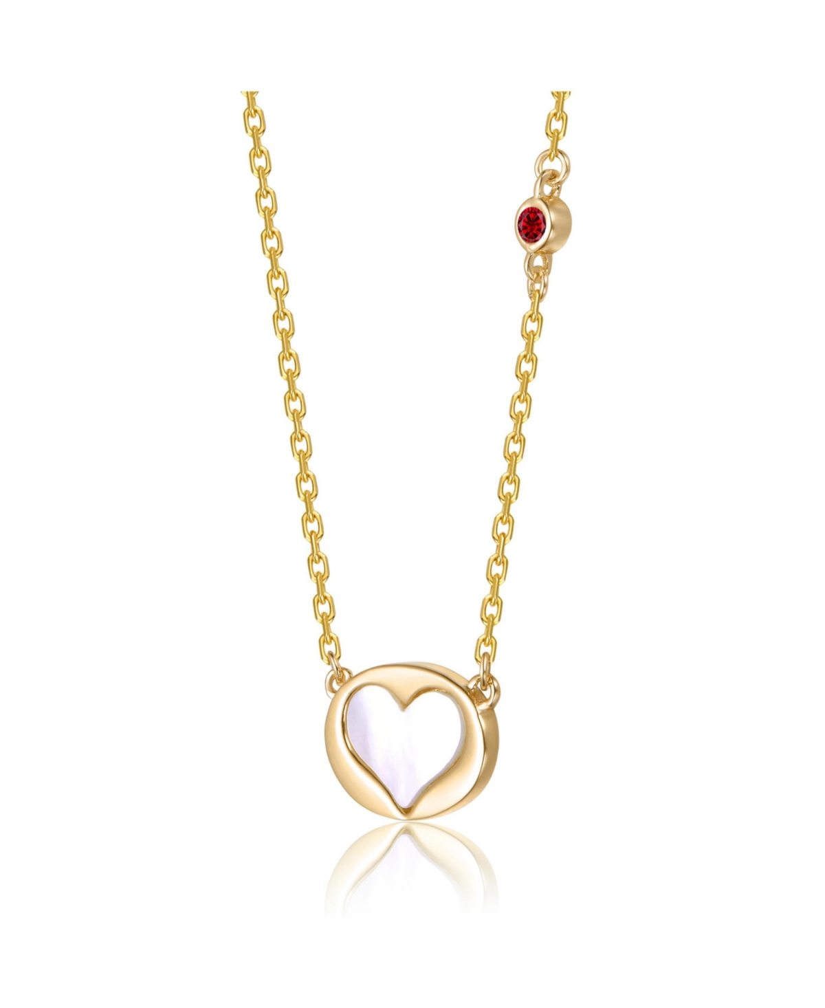GiGiGirl 14K Gold Plated with Mother Of Pearl & Red Cubic Zirconia Heart Necklace