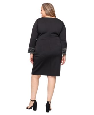 Plus Size Surplice Neck Scuba Crepe Sheath Dress