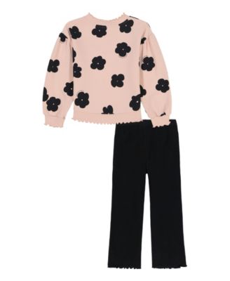 Girls' Toddler 2T-4T Long-Sleeve Sweatshirt and Ribbed Pants, 2-Piece Set