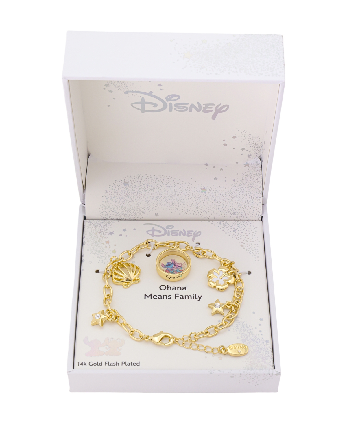 Disney Stitch and Angel Cubic Zirconia and Crystal Charm Bracelet