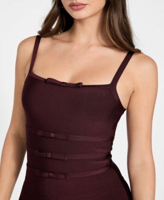 Women's Sleeveless Bow Valencia Bandage Bodycon Dress