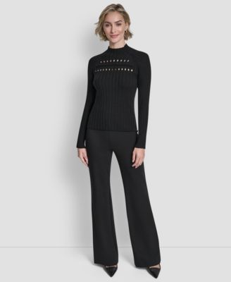 Women's Long-Sleeve Cord Detail Rib Sweater