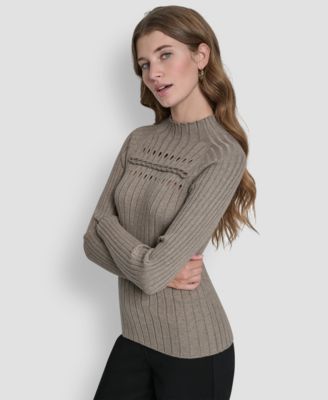 Women's Long-Sleeve Cord Detail Rib Sweater