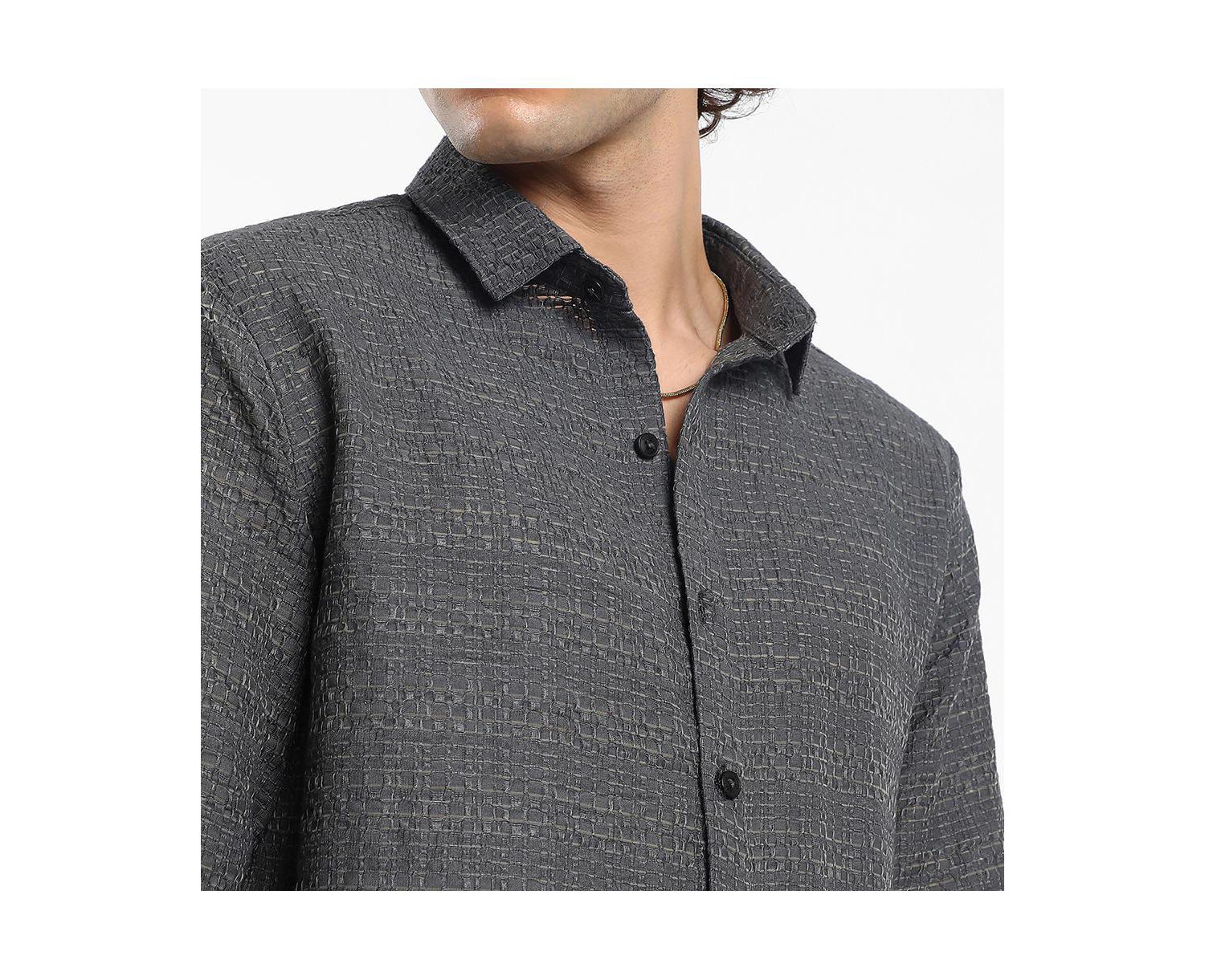 Men's Solid Textured Knit Shirt