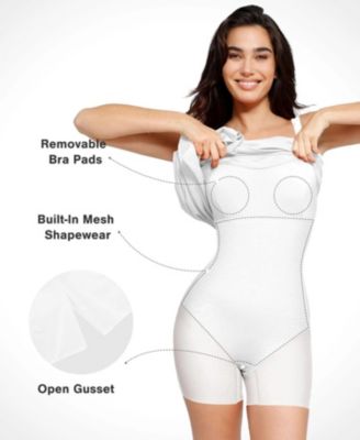 Women's Shapewear Ruched Side Slit Slimming Maxi Slip Dress