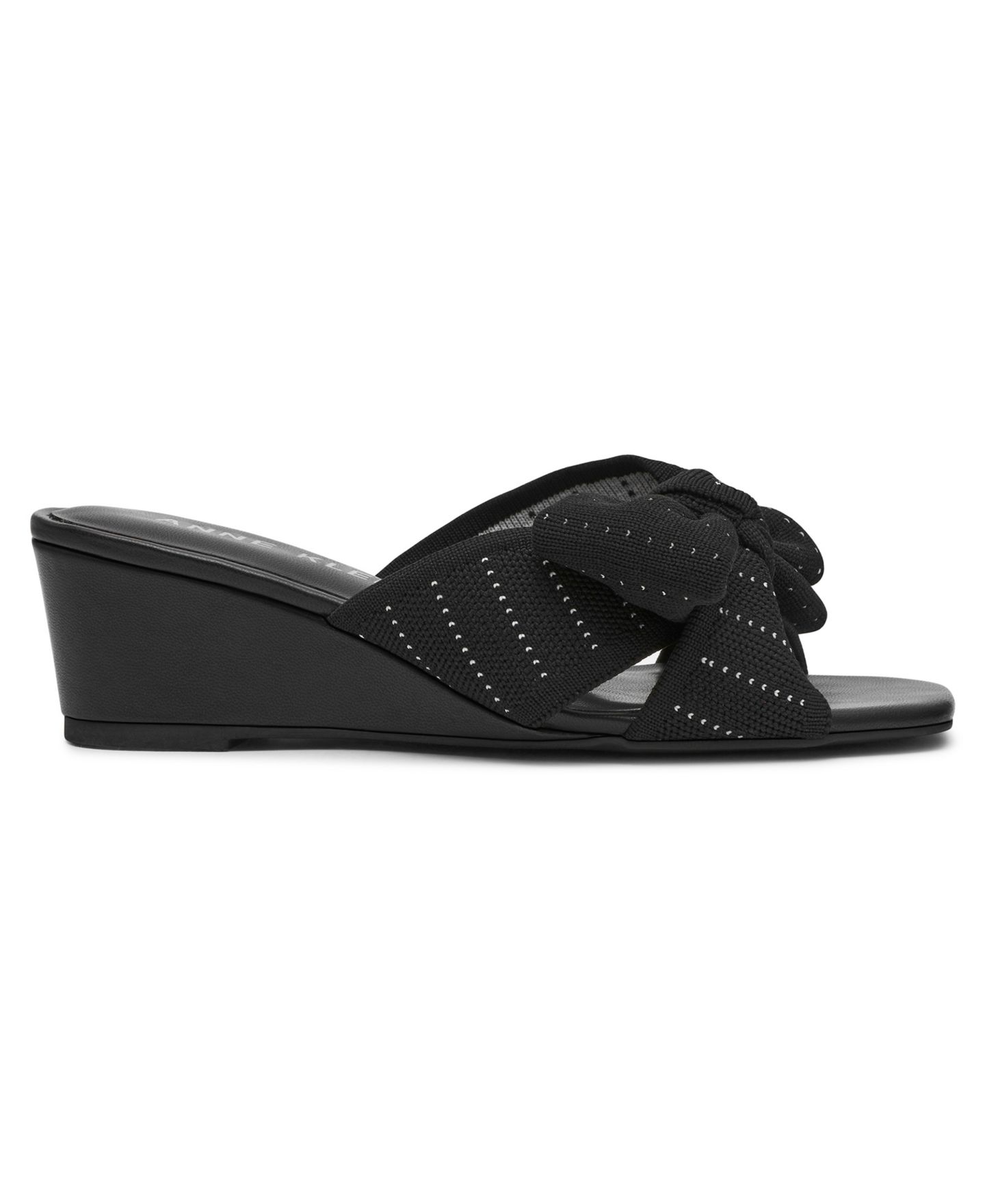 Женские сандалии Anne Klein Dara Bow Wedge, цвет: Чёрный вязаный — фото 2