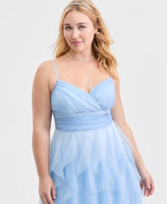 Trendy Plus Size Ombr&eacute; Spiral-Ruffled Gown