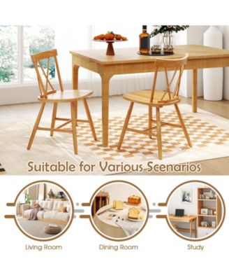 Costway Dining Chairs Farmhouse Kitchen Chair with Rubber Wood Frame