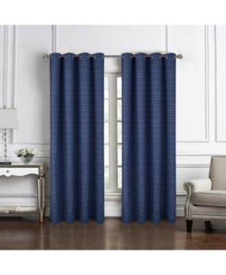RT Designer Collection Kensington Jacquard Foam Backed Luxurious Decorative Grommet Curtain Panel 54" x 95" Navy