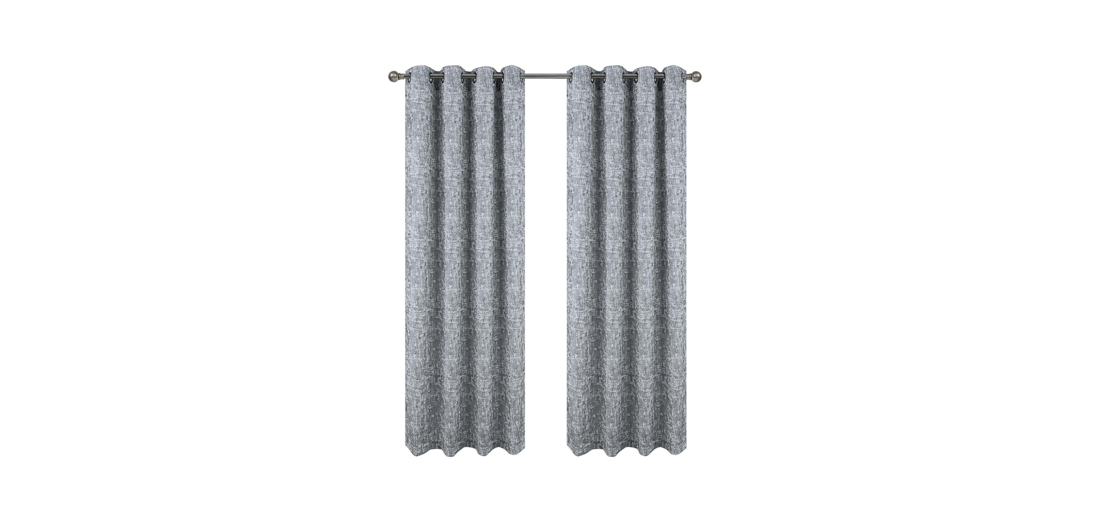 Rt Designers Cambridge Jacquard Decorative Grommet Window Curtain Panel 54 x 90 Silver
