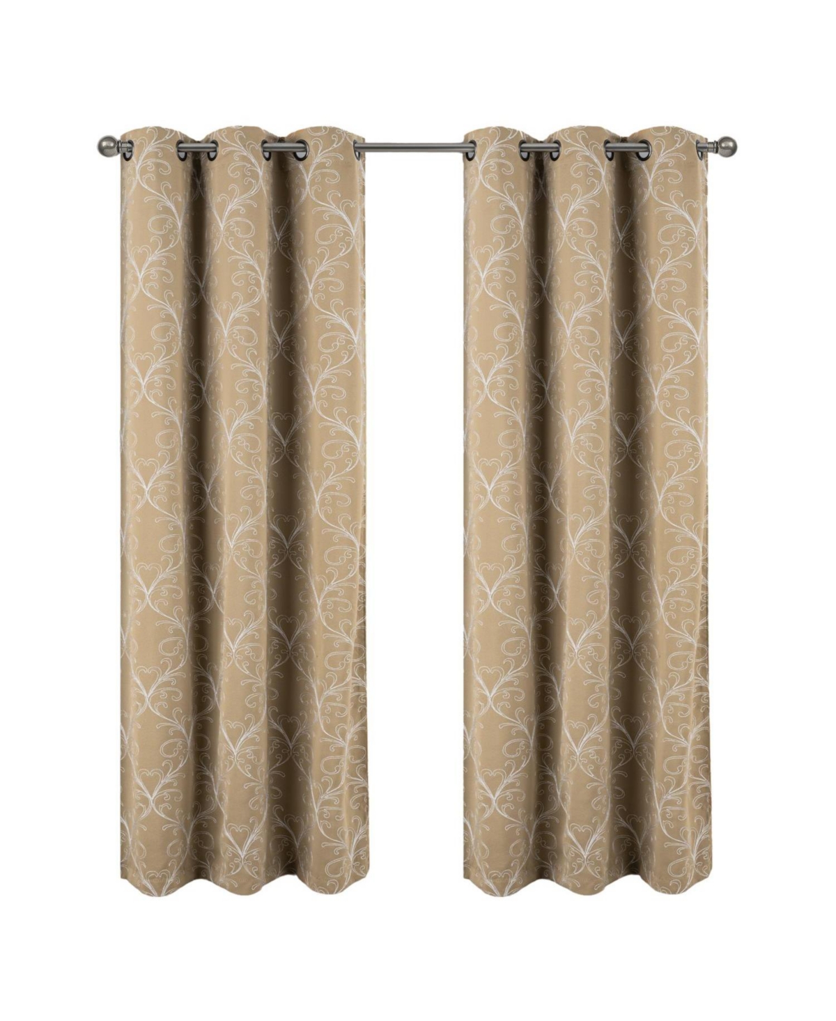 Rt Designer Collection Kimber Embroidered Blackout Luxurious Decorative Grommet Curtain Panel 54" x Taupe