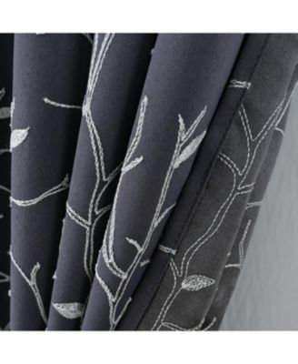 RT Designer Collection Luciana Embroidered Blackout Luxurious Decorative Grommet Curtain Panel 54" x Charcoal