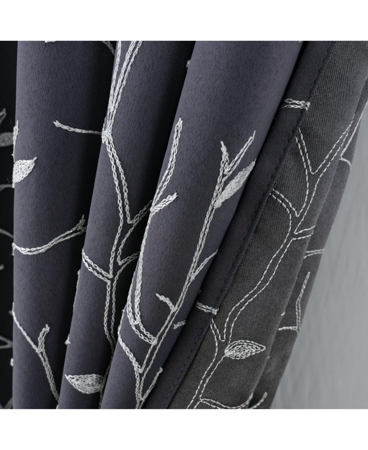 Rt Designer Collection Luciana Embroidered Blackout Luxurious Decorative Grommet Curtain Panel 54" x Charcoal
