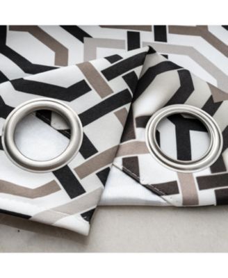 RT Designer Collection Rory Printed Blackout Luxurious Decorative Grommet Curtain Panel 54" x Black