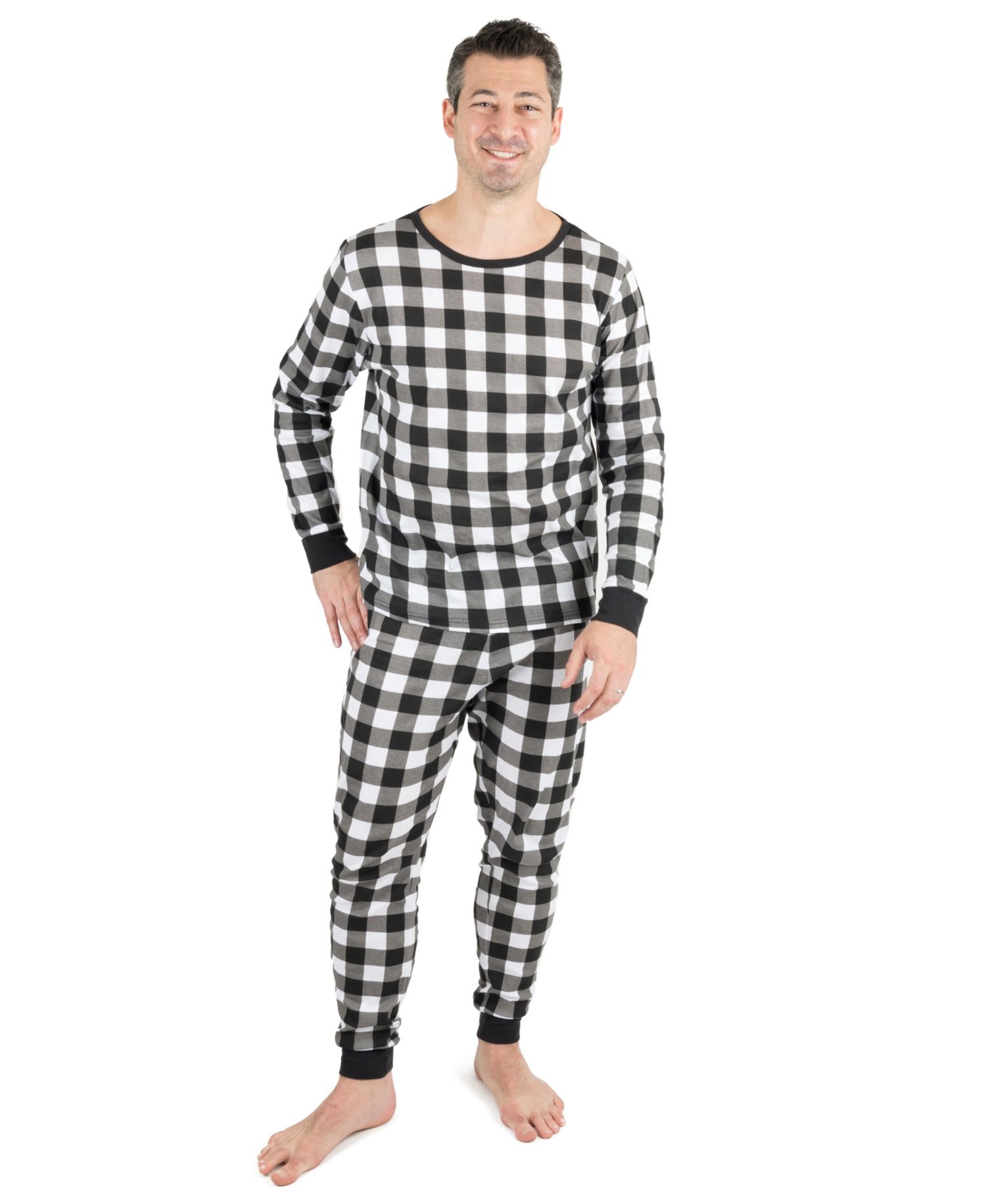 Men’s Big & Tall Two Piece Cotton Plaid Holiday Pajamas