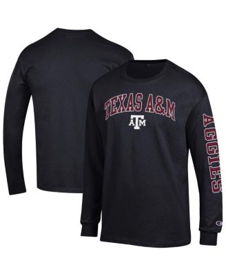 Champion - Men's Black Texas A&M Aggies Arch Over Logo 2-Hit Long Sleeve T-Shirt