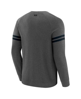 Men's Dark Heather Gray Carolina Panthers Players Lounge Raglan Tri-Blend Sweatshirt