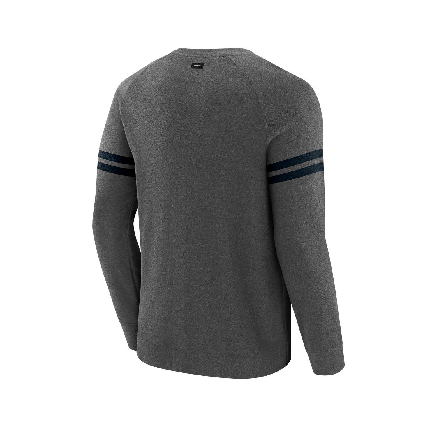 Men's Dark Heather Gray Carolina Panthers Players Lounge Raglan Tri-Blend Sweatshirt