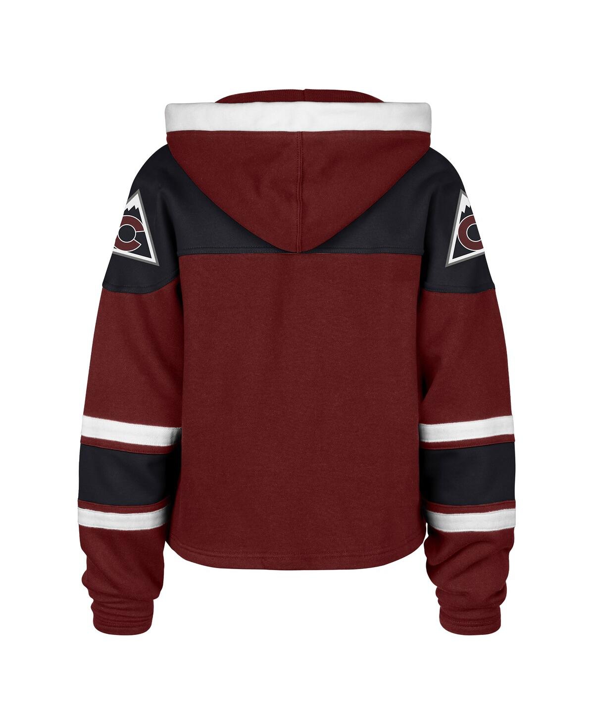 47 Brand Women's Cardinal Colorado Avalanche Cropped Lacer Hoodie In Red