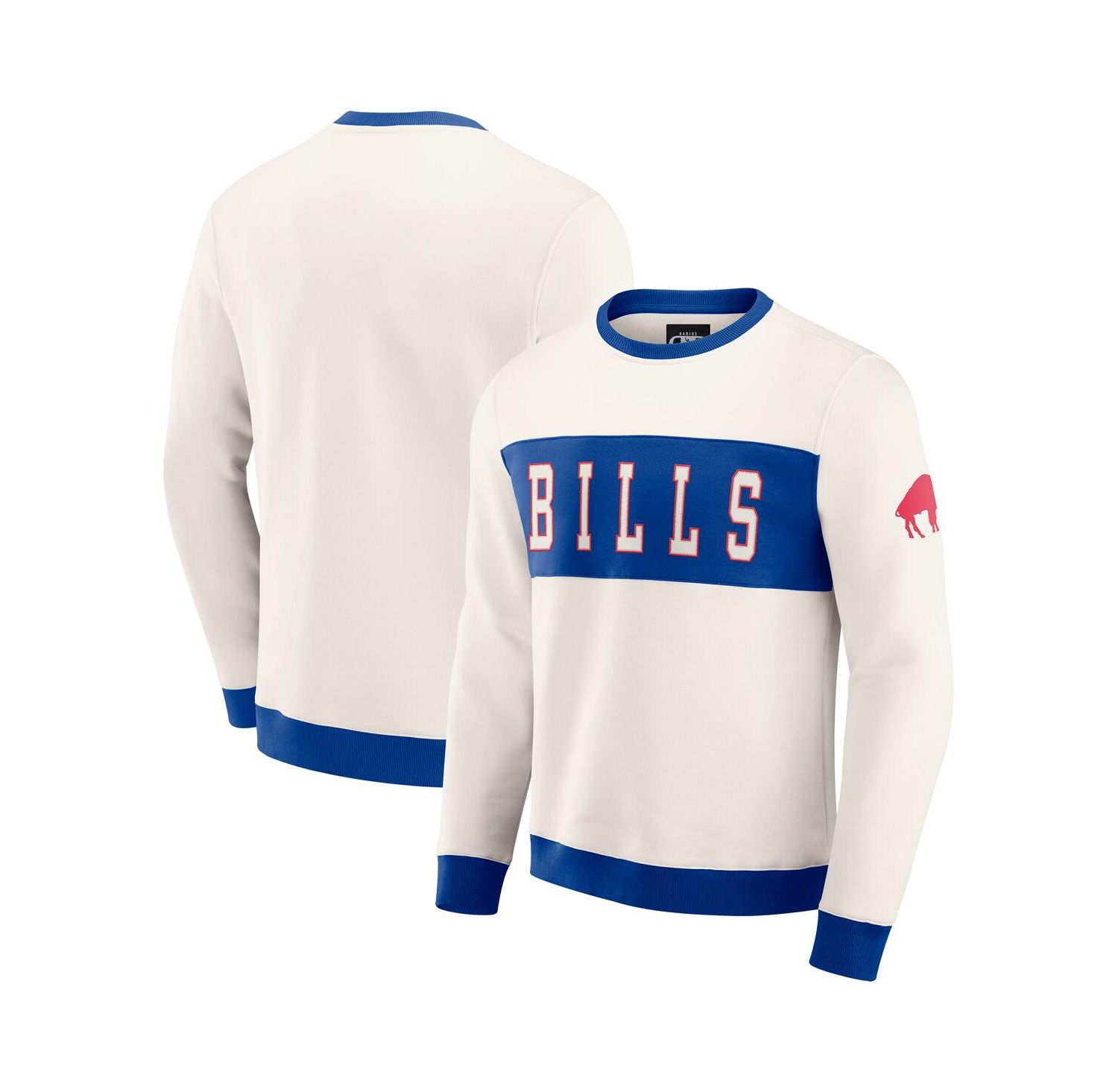 Men's Cream Buffalo Bills Color Block Pullover Sweatshirt