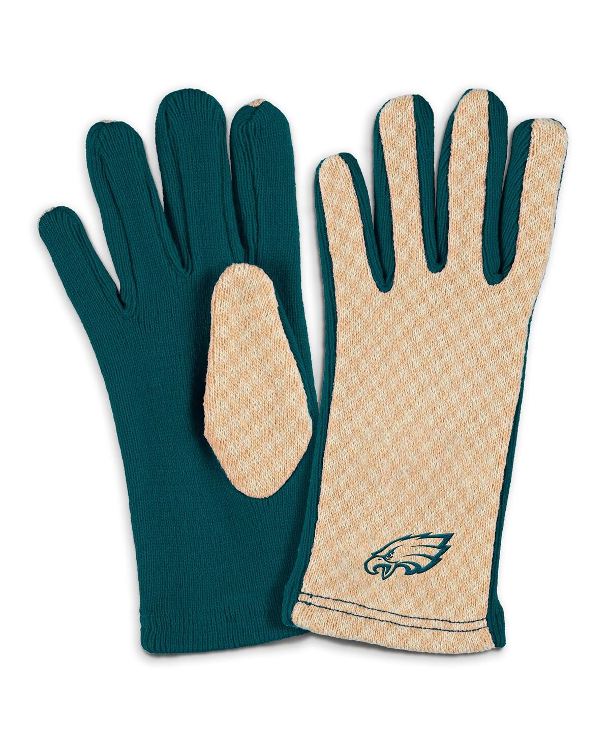 Wear By Erin Andrews Women's Tan Philadelphia Eagles Tonal Scarf Glove Set In Green