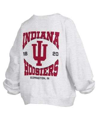 Women's Oatmeal Indiana Hoosiers Waist Length Oversized Janise M&eacute;lange Sweatshirt