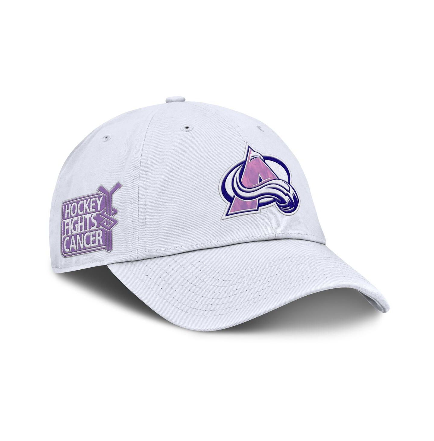 Мужская кепка Fanatics White Colorado Avalanche Authentic Pro Hockey Fights Cancer Adjustable Hat — фото 1