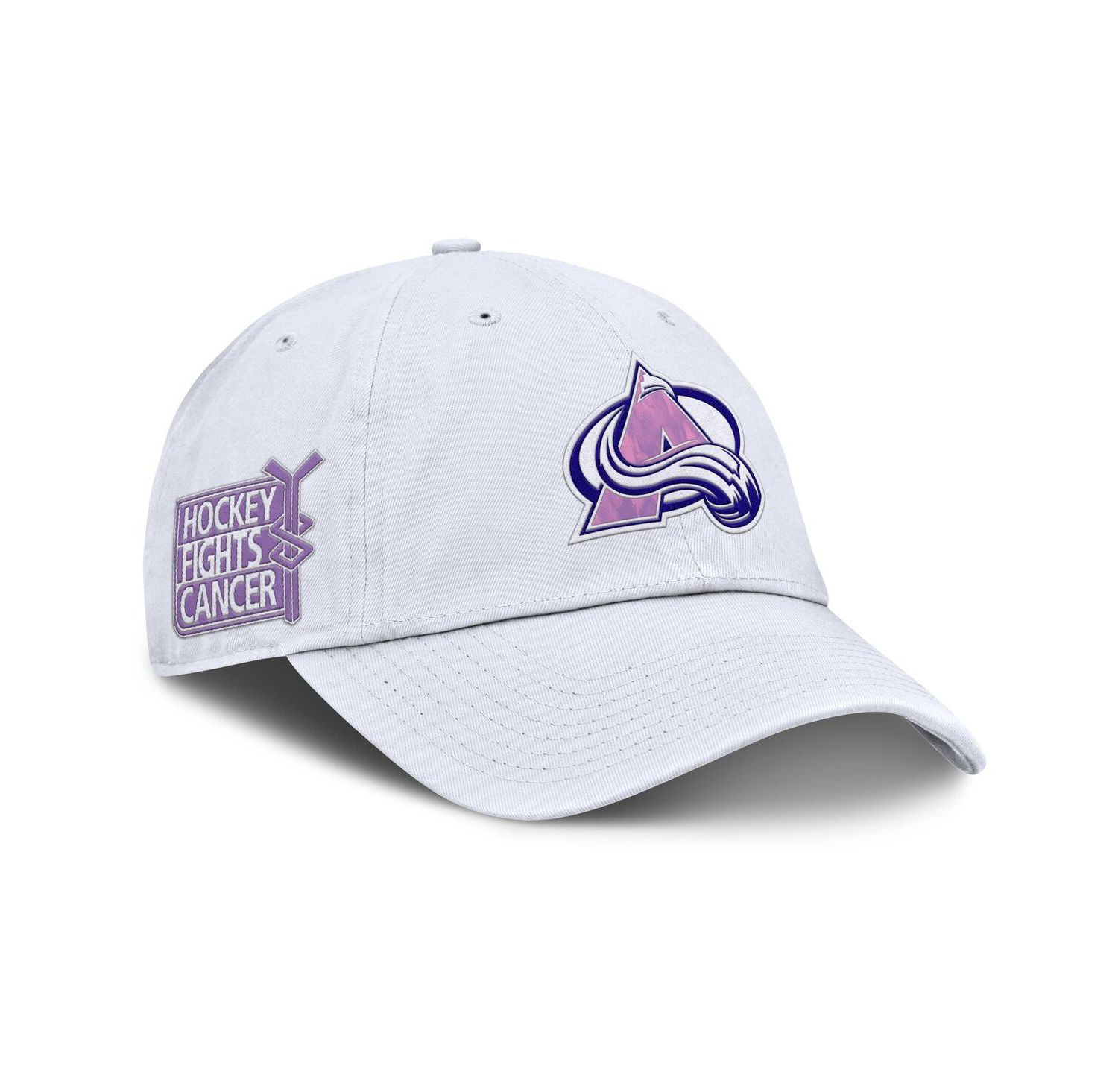 Men's White Colorado Avalanche Authentic Pro Hockey Fights Cancer Adjustable Hat